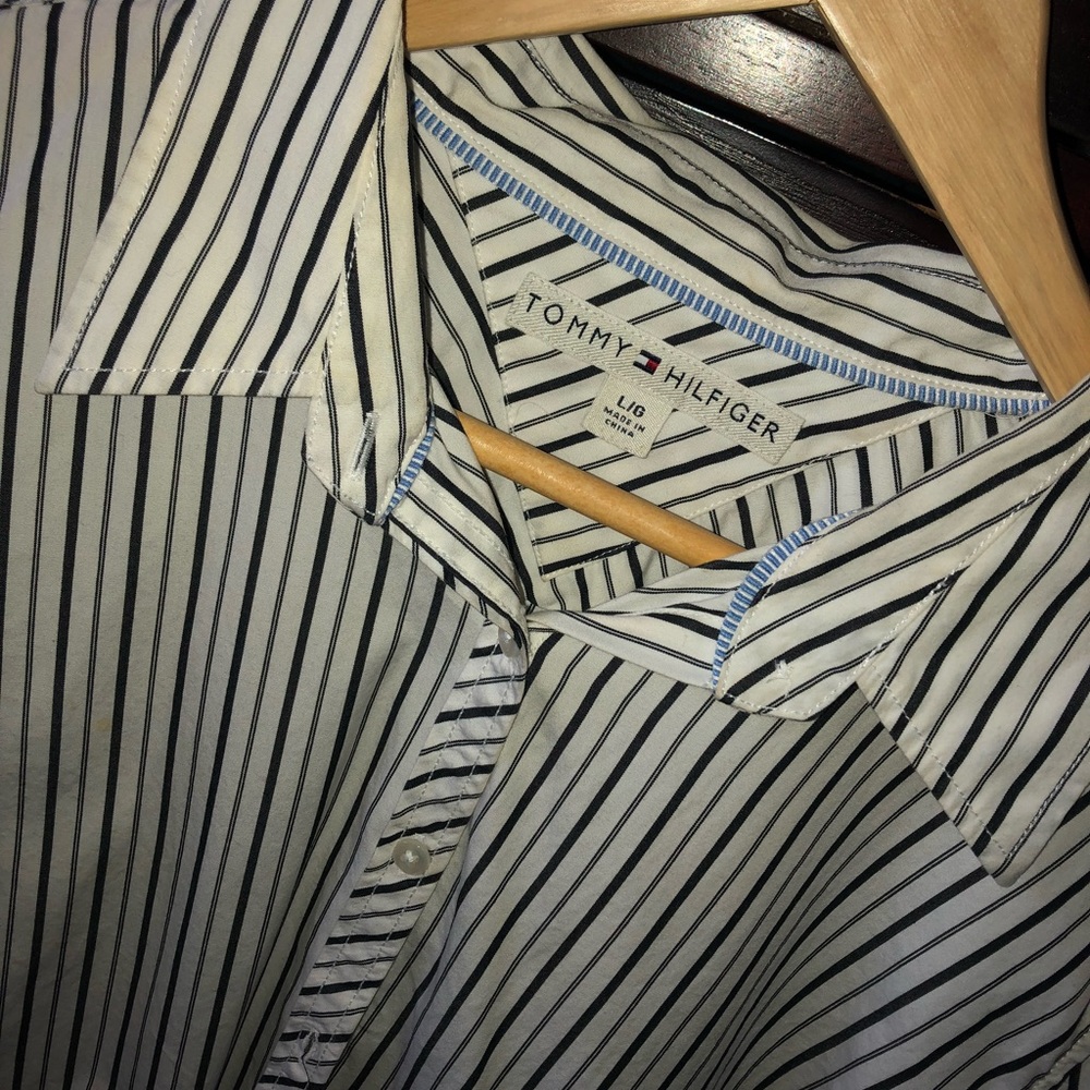 Tommy Hilfiger Black and White Stripped.